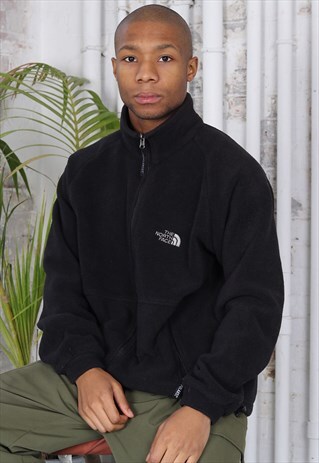 VINTAGE THE NORTH FACE CHEST LOGO FULL ZIP FLEECE BLACK