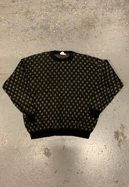 Vintage Abstract Knitted Jumper Chunky Patterned Sweater