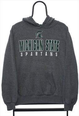Vintage Michigan State Spartans Spellout Grey Hoodie Mens