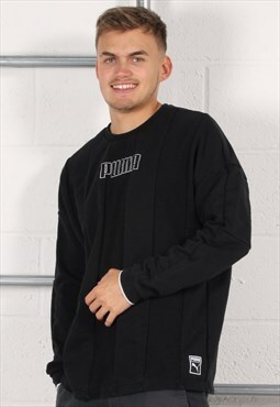 Vintage Puma Sweatshirt in Black Pullover Jumper Medium