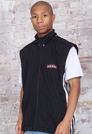 VINTAGE ADIDAS BIG LOGO GILET BLACK