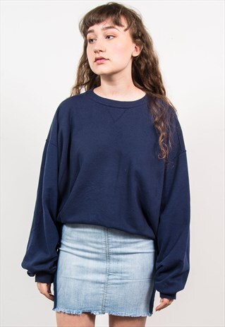 VINTAGE 90'S NAVY BLUE OVERSIZED PLAIN SWEATSHIRT