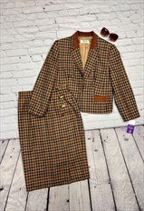 Vintage 80's Patterned Co Ord Jacket & Skirt Set