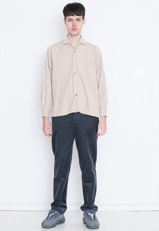 VINTAGE BROWN CORDUROY LONG SLEEVE RETRO SHIRT