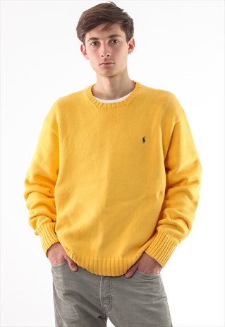 VINTAGE POLO RALPH LAUREN SWEATER 90S YELLOW KNITTED