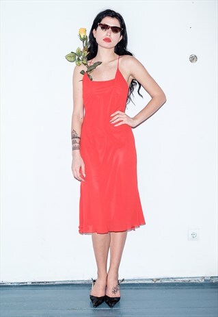 VINTAGE RED MIDI DRESS