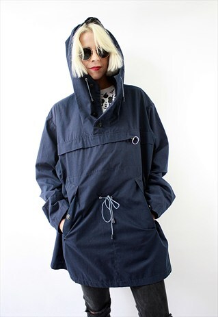 VINTAGE 90'S BLUE KANGAROO JACKET WITH A HOOD