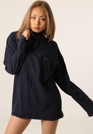 VINTAGE CHAMPION EMBROIDERED LOGO 1/4 ZIP SWEATSHIRT