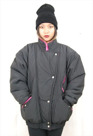 PADDED LADIES SKI PUFFER COAT (1990'S/BLACK)
