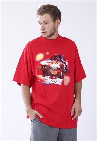 90S VINTAGE MENS MICHAEL SCHUMACHER LICENSED BIG LOGO TSHIRT