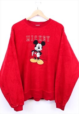 Vintage Mickey Mouse Fleece Sweatshirt Red Pullover 90s