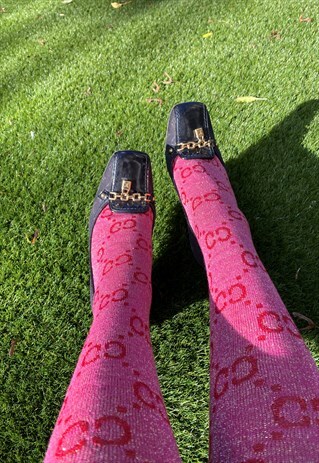PINK AND RED LOGO SOCKS