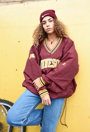 90S CHAMPION MAROON MINNESOTA SPORTSWEAR PULLOVER TOP/JUMPER