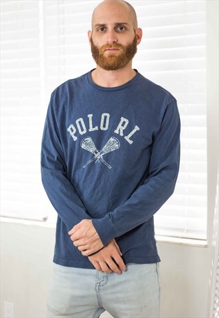 VINTAGE POLO RALPH LAUREN T-SHIRT LOGO 90S S 8.6