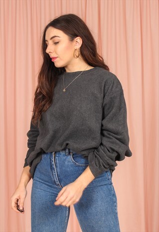 VINTAGE 90S FLEECE SWEATSHIRT IN GREY