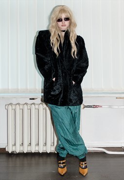 90's Vintage sexy girlboss soft and warm blazer in black