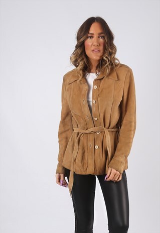 SUEDE LEATHER FITTED JACKET VINTAGE LIGHTWEIGHT UK 10 (GW2L)