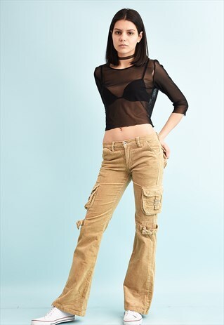 Y2K LOW WAIST CORDUROY FLARE TROUSERS