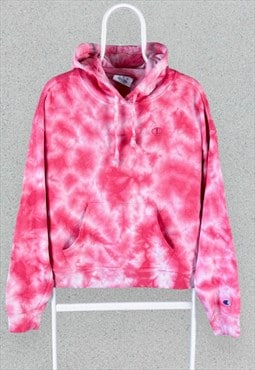 Vintage Champion Pink Tie Dye Hoodie Womens Small