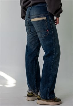 Blue Denim 90s Baggy Hip Hop Quiksilver Cargo Skater Trouser