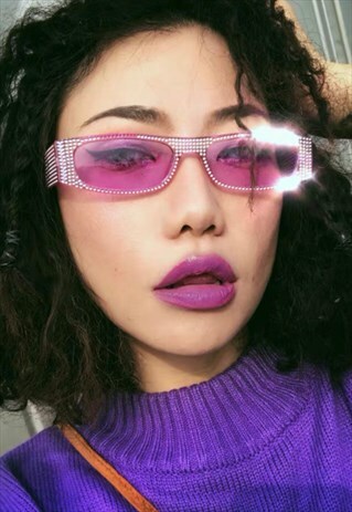Y2K RHINESTONE SQUARE SUNGLASSES