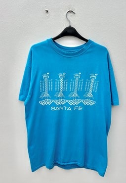 Vintage Hanes Santa Fe blue tourist T-shirt large 1989 