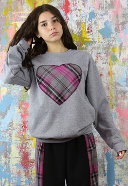 Patchwork Check Heart Sweat 