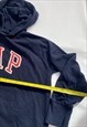 VINTAGE 90S GAP NAVY HEAVY COTTON EMBROIDERED HOODIE