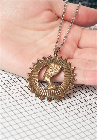 40S VINTAGE BRONZE NEFERTITI NECKLACE
