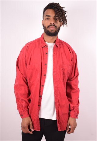 LEVI'S MENS VINTAGE DENIM SHIRT LARGE RED 90S