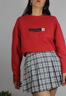 Vintage CK Calvin Klein Sweatshirt Jumper w Logo Front 
