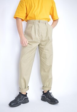 Vintage beige classic 80's cotton trousers 
