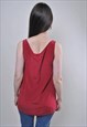 VINTAGE 90S RED SHINY TOP, LIGHT SLEEVELESS BLOUSE