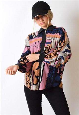 VINTAGE 90S COLOURFUL ABSTRACT LONG SLEEVE SHIRT