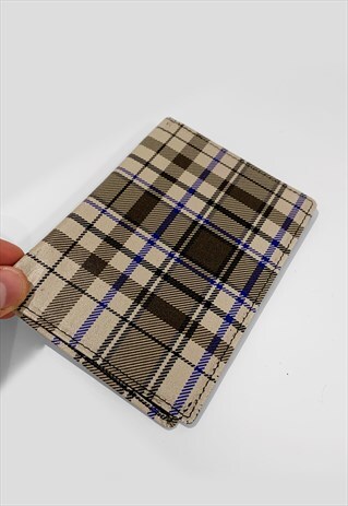 PASSPORT CARD DOCUMENT FOLDABLE HOLDER BAG - TARTAN BEIGE
