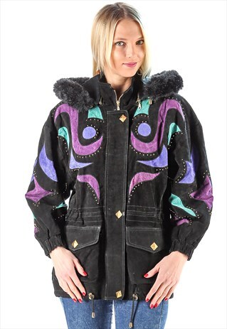 SUEDE PARKA JACKET HOODED WINTER COAT