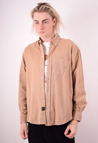DIADORA MENS VINTAGE SHIRT LARGE BROWN 90S