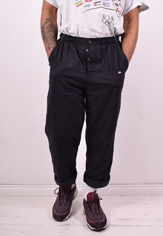 NIKE MENS VINTAGE TRACKSUIT JACKET W34 L30 BLACK 90'S