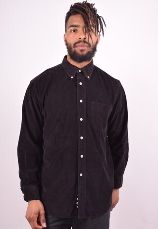 MENS VINTAGE CORDUROY SHIRT MEDIUM BLACK 90S