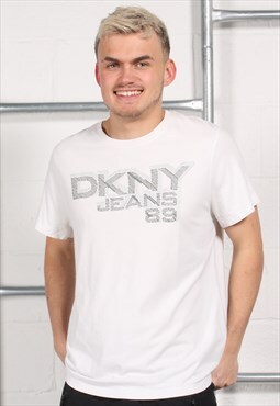 Vintage DKNY T-Shirt in White Crewneck Lounge Tee Large