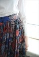 VINTAGE MULTICOLOUR BOHEMIAN FLORAL PRINT MIDI VISCOSE SKIRT