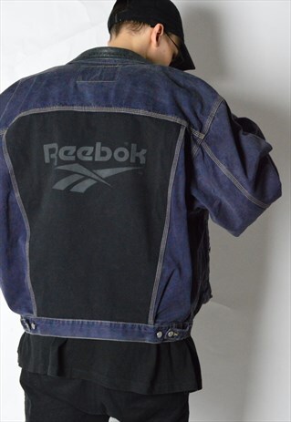 REWORKED VINTAGE 90S DIESEL X REEBOK NAVY BLUE DENIM JACKET