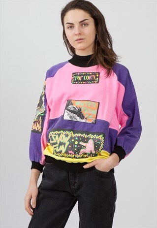 VINTAGE PINK PURPLE PULLOVER SWEATSHIRT
