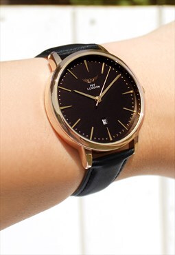 Gents Classic Gold Leather Watch with Date