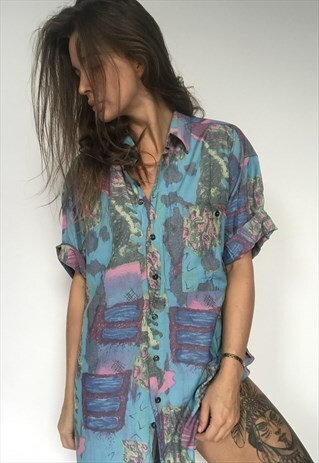 PATTERNED OVERSIZED RETRO VINTAGE UNISEX FESTIVAL SHIRT