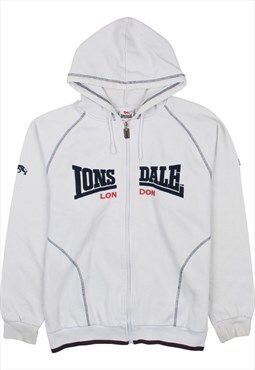 Vintage 90's Lonsdale Hoodie Spellout Full Zip Up White