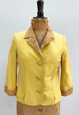 Breccos 50's Ladies Vintage Yellow Paisley Print Crop Jacket