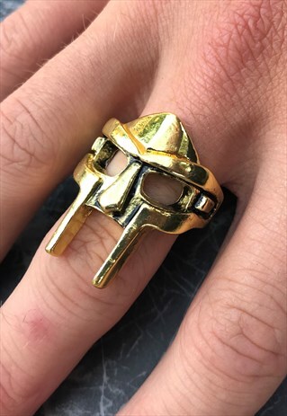 DOOM MASK RING- GOLD