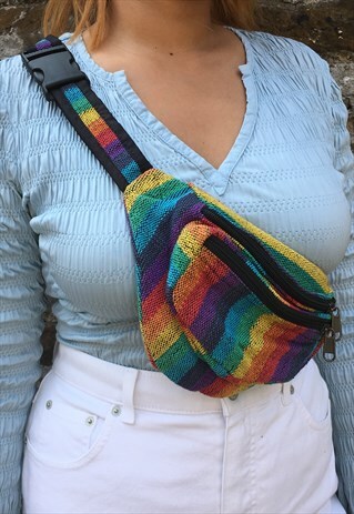 RAINBOW WOVEN BUM BAG