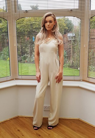 VINTAGE CREAM SLEEVELESS JUMPSUIT PLAYSUIT